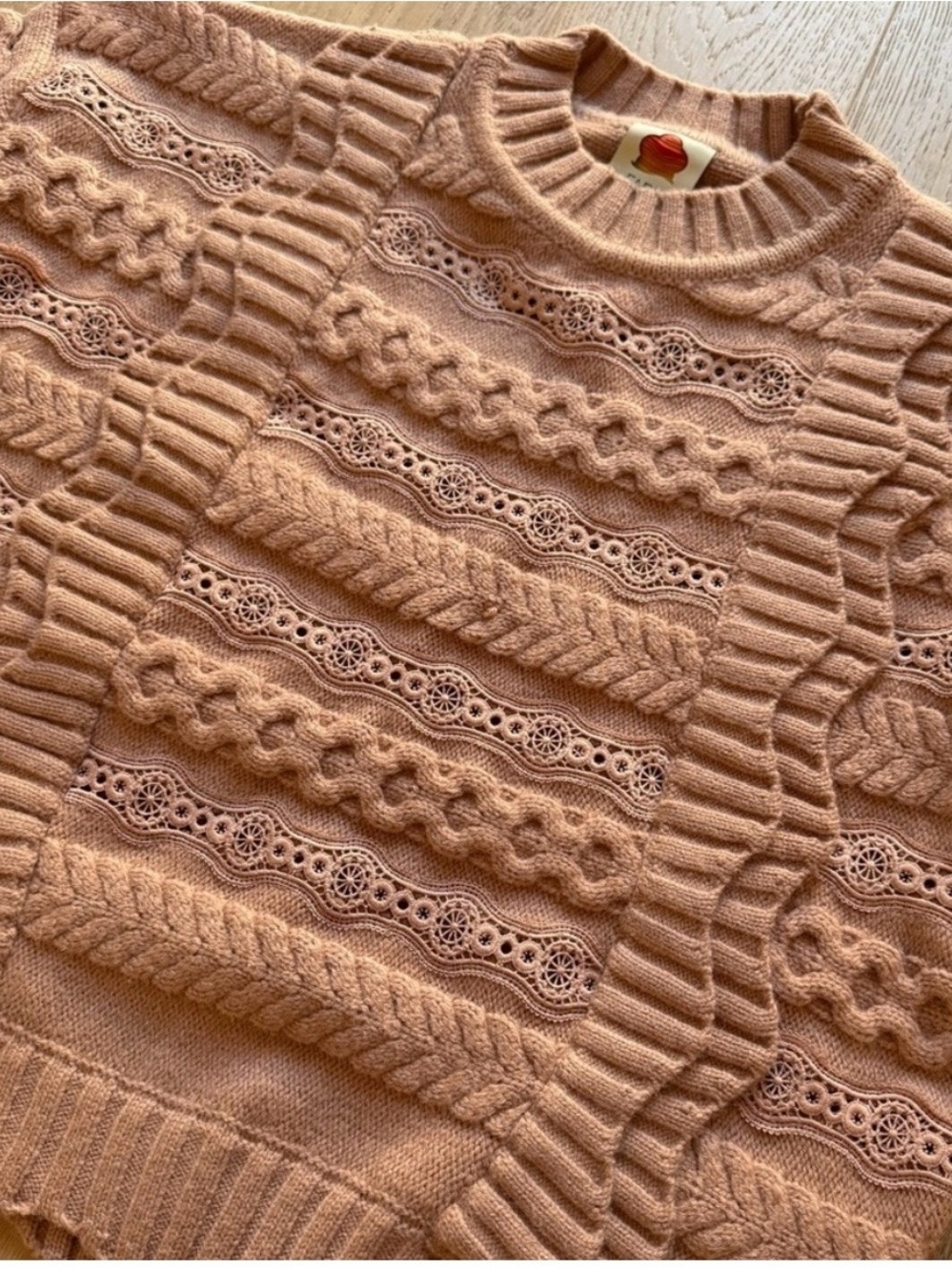 FARM Rio Dusty Rose Ruffle Cable-Knit Sweater - Picture 4 of 5